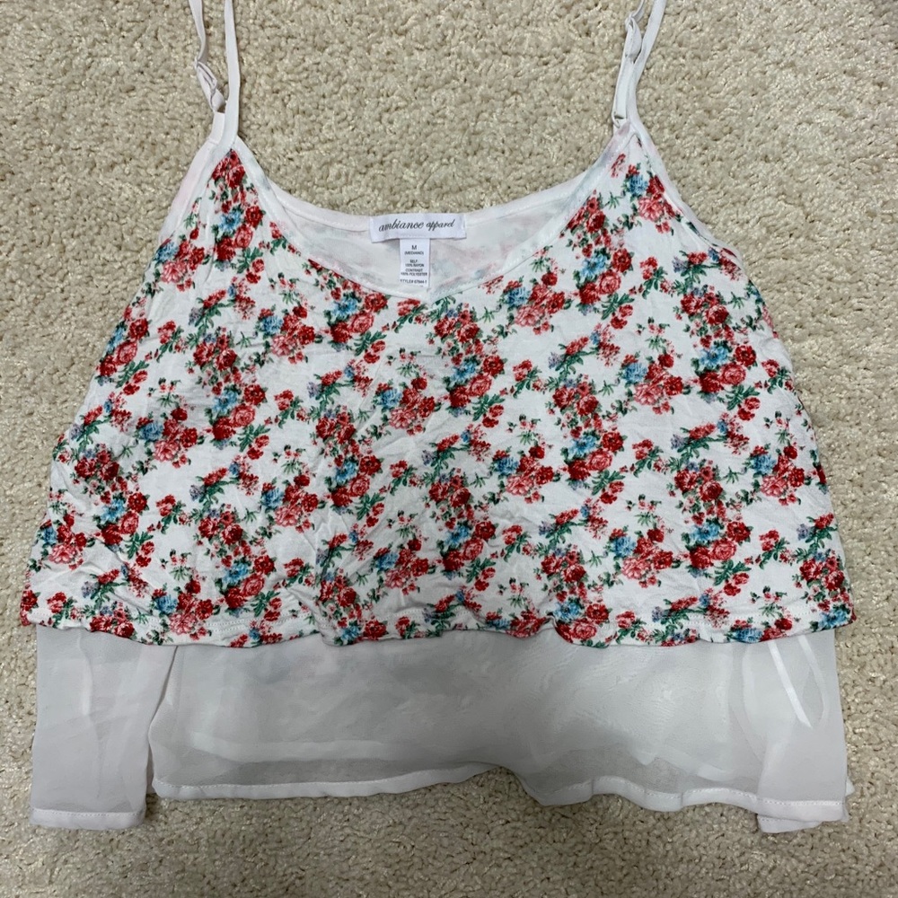 cropped floral tank